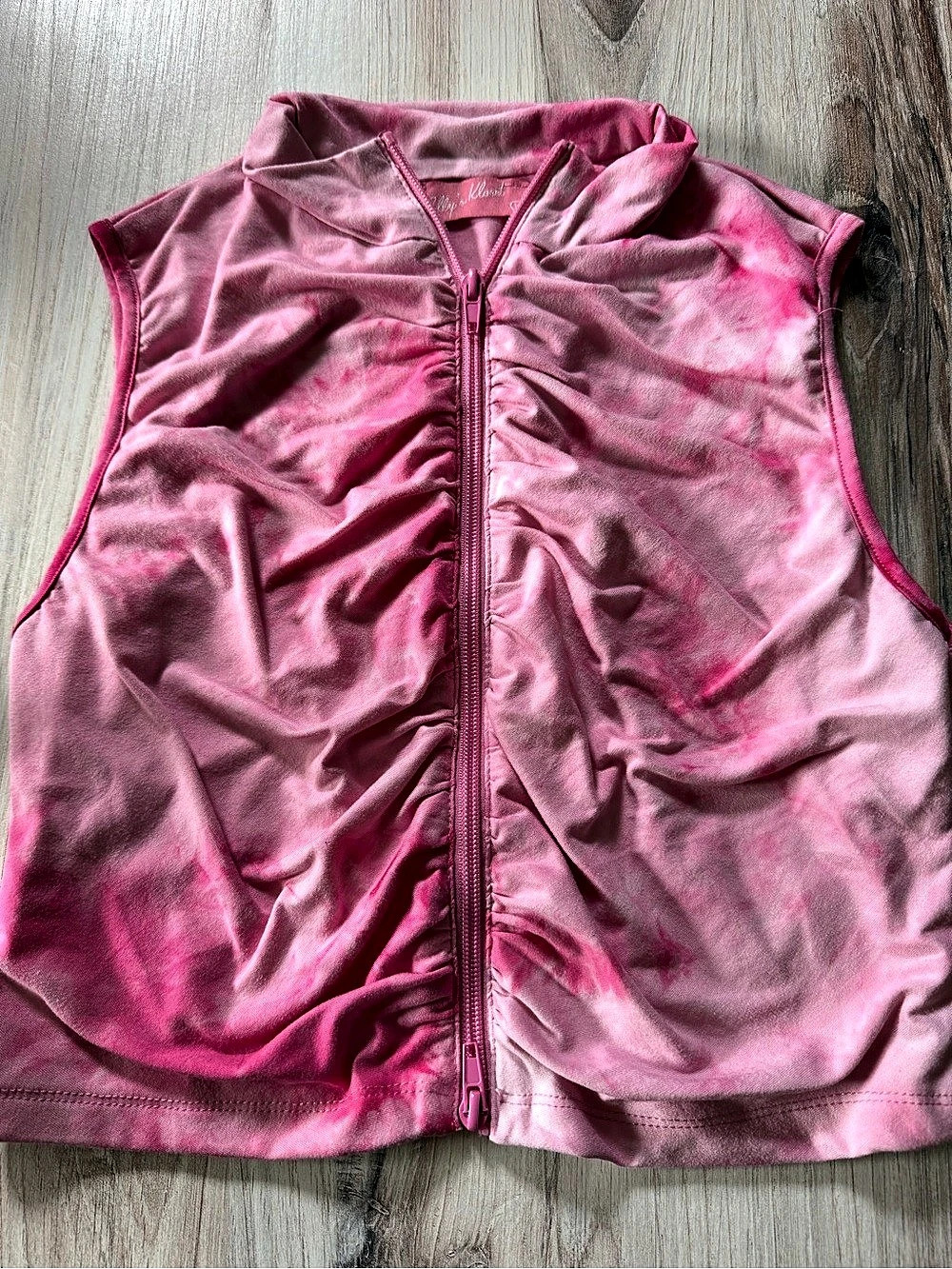 Lilly’s Kloset Ruched Zip Front Vest in Pink